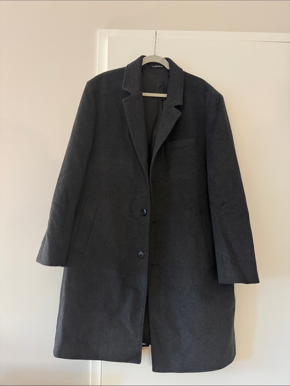 Men's Classic Single-Breasted Overcoat - Charcoal